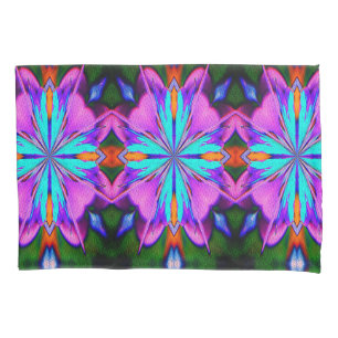 Housse D'oreillers Kaleidoscope Abstrait Violet Et Turquoise