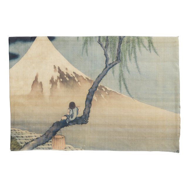 Housse D'oreillers Katsushika Hokusai - Garçon regardant le Mont Fuji (devant)