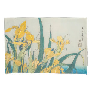 Housse D'oreillers Katsushika Hokusai - Grasshopper et Iris
