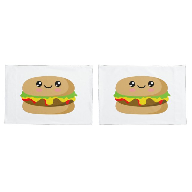 Housse D'oreillers Kawaii Burger (Dos-Set)