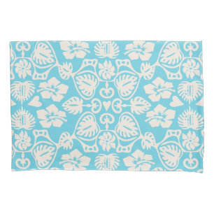 Housse D'oreillers Keoni Hawaiian Monstera Leaf Damask Aqua