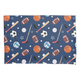 Housse D'oreillers Kids Sports Equipment Pattern on Blue