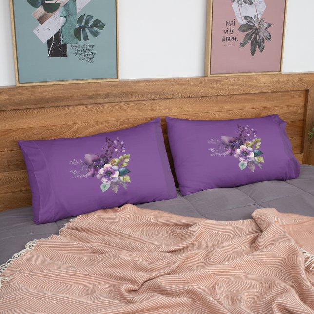 Housse D'oreillers King Size Purple Floral Design (Créateur téléchargé)
