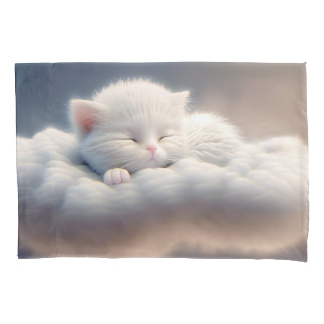 Housse D'oreillers Kitten Dormir Sur Un Nuage (devant)