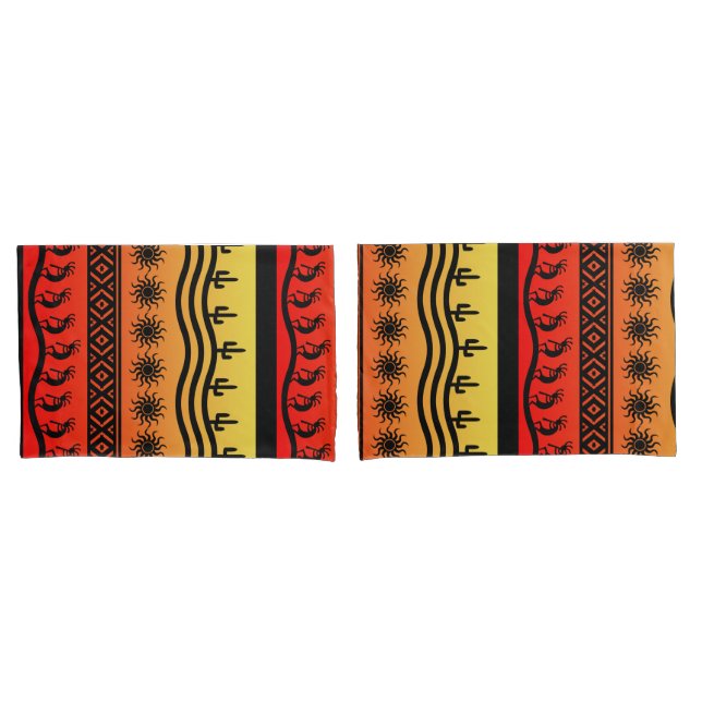 Housse D'oreillers Kokopelli Aztec Tribal Desert Southwestern Design (devant-Set)