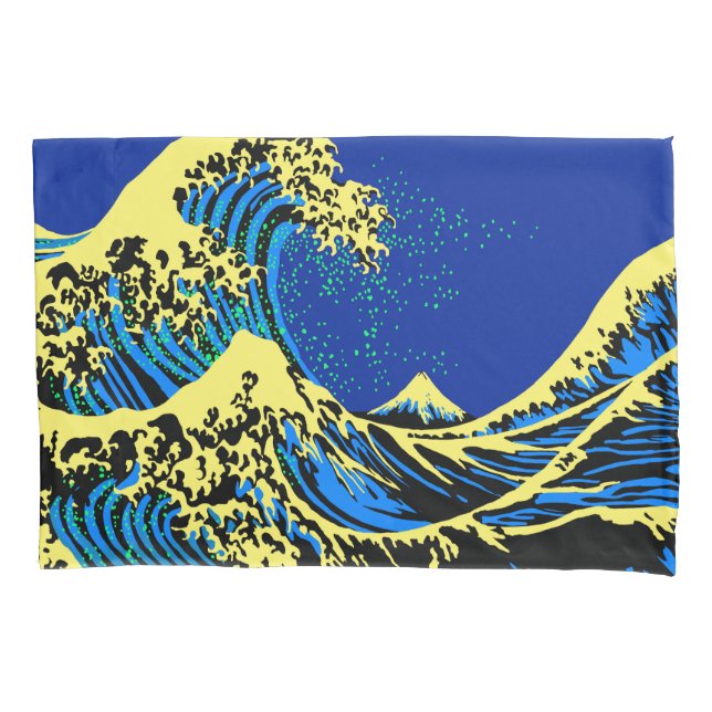 Housse D'oreillers La grande vague Hokusai en style pop art (devant-gauche)