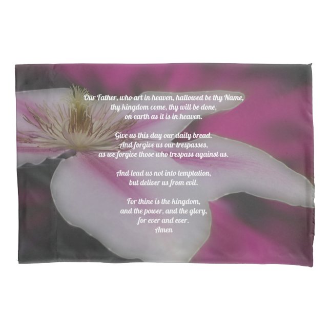 Housse D'oreillers La prière du Seigneur Notre Père Clematis  (devant)