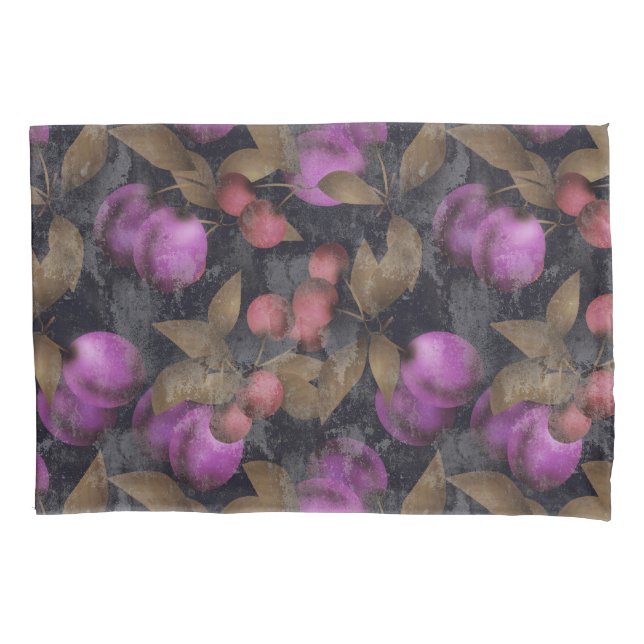 Housse D'oreillers La prune foncée sans couture porte des fruits PA (devant)