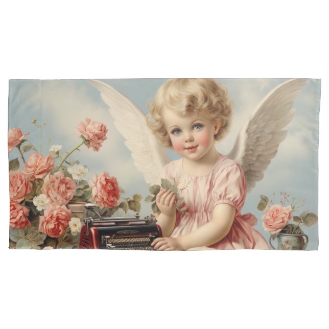 Housse D'oreillers L'ange mignon écrit une lettre d'amour (devant)