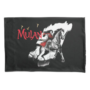 Housse D'oreillers L'Aquarelle de Mulan Riding Black Wind