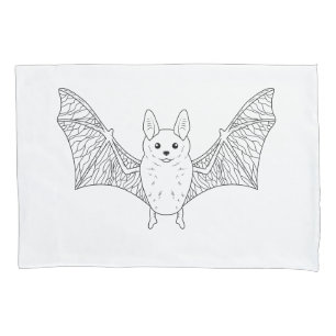 Housse D'oreillers L'art de ligne minimal de chauve-souris aux ailes 