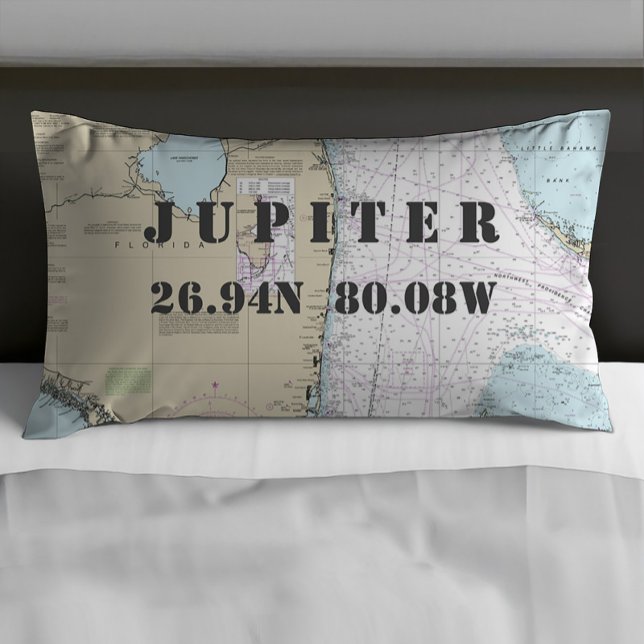 Housse D'oreillers Latitude Longitude Sud Forida Carte Nautique (Créateur téléchargé)