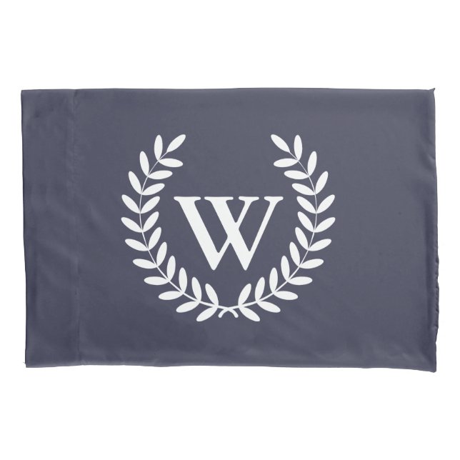 Housse D'oreillers Laurels blancs classiques et Monogramme (devant)