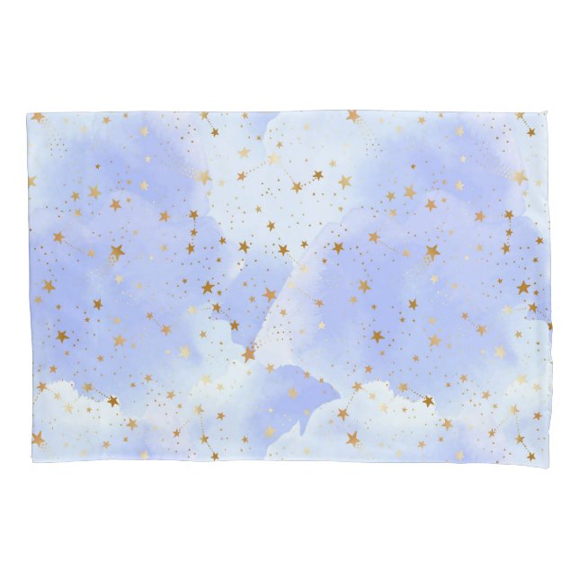 Housse D'oreillers Lavendar Golden Star Motif (devant-gauche)