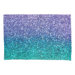 Housse D'oreillers Lavender Purple & Teal Aqua Green Sparkly Glitter