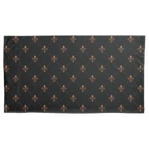 Housse D'oreillers Le Black Gold Fleur De Lis Élégant Motif De Luxe