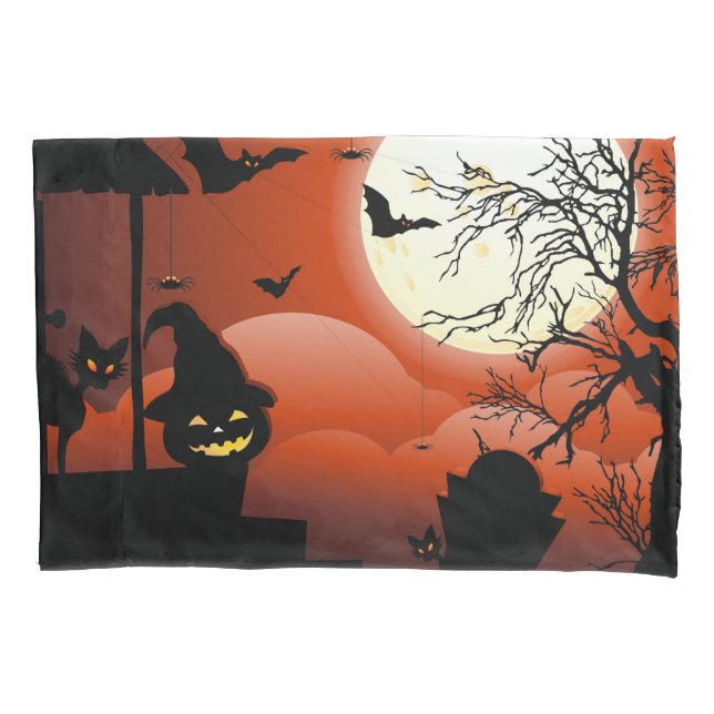 Housse D'oreillers Le cauchemar de la lune sanglante d'Halloween (devant)