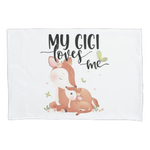 Housse D'oreillers Le cerf de bois Doe et le bébé Fawn Mon Gigi m'aim