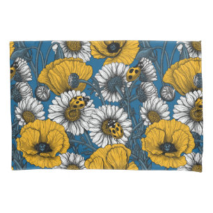 Housse D'oreillers Le pré en jaune et bleu
