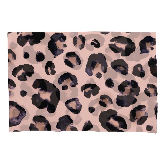 Housse D'oreillers Léopard De Neige, Texture Dessinée À La Main. (devant)