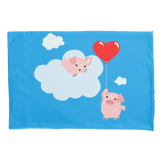 Housse D'oreillers Les ailes de l'amour (mignons cochons de caricatur (devant)
