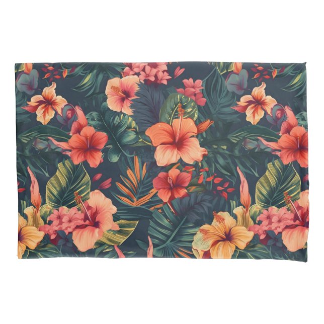Housse D'oreillers Les Fleurs D'Hibiscus, Un Modèle Floral Tropical (devant)