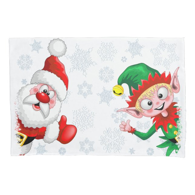 Housse D'oreillers Les personnages de Noël de père Noël et Elf (devant)
