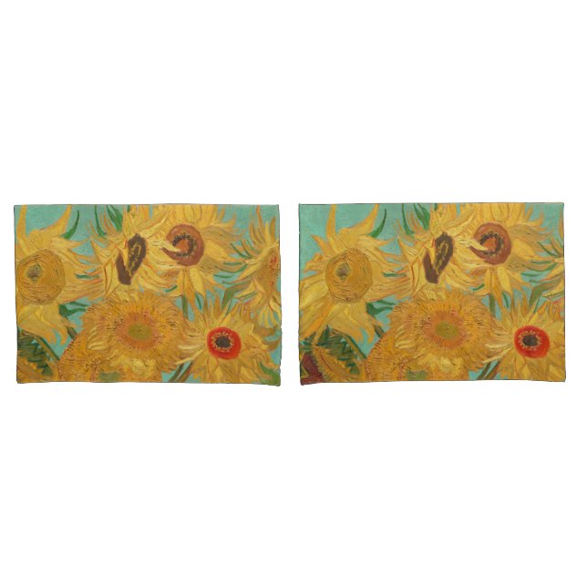 Housse D'oreillers Les tournesols de Van Gogh (devant-Set)
