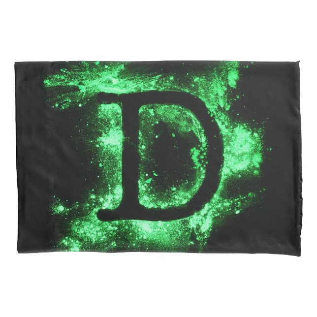 HOUSSE D'OREILLERS LETTRE D MAJUSCULE VERTE (devant)