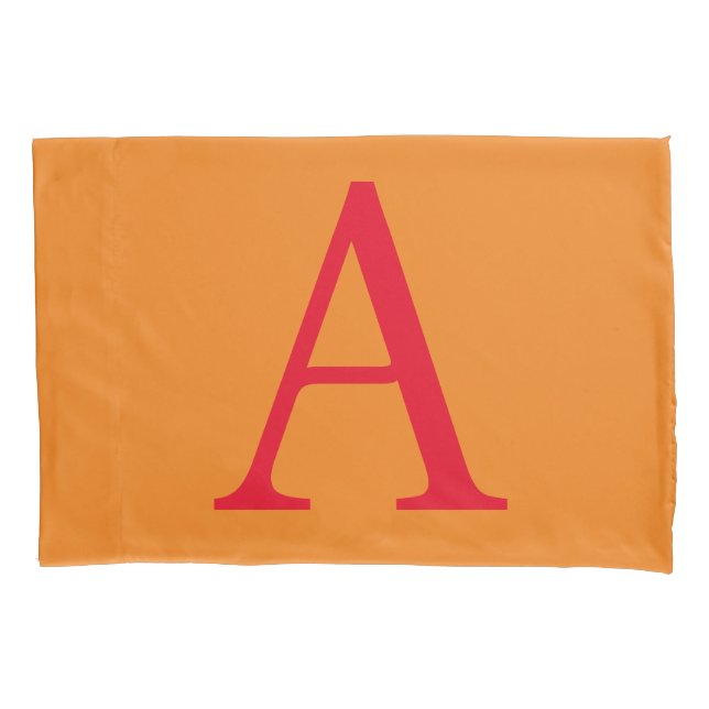 HOUSSE D'OREILLERS LETTRE INITIALE MONOGRAPHIQUE MODÈLE ROUGE ORANGE (devant)