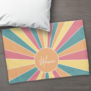 Housse D'oreillers Lever de soleil à bande rétro - pastel rainbow scr