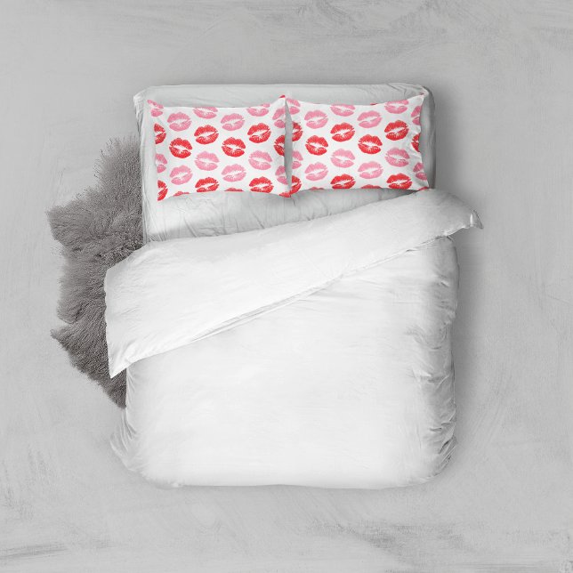 Housse D'oreillers Lèvres rouges et roses, Motif des lèvres, bâton à  (Créateur téléchargé)