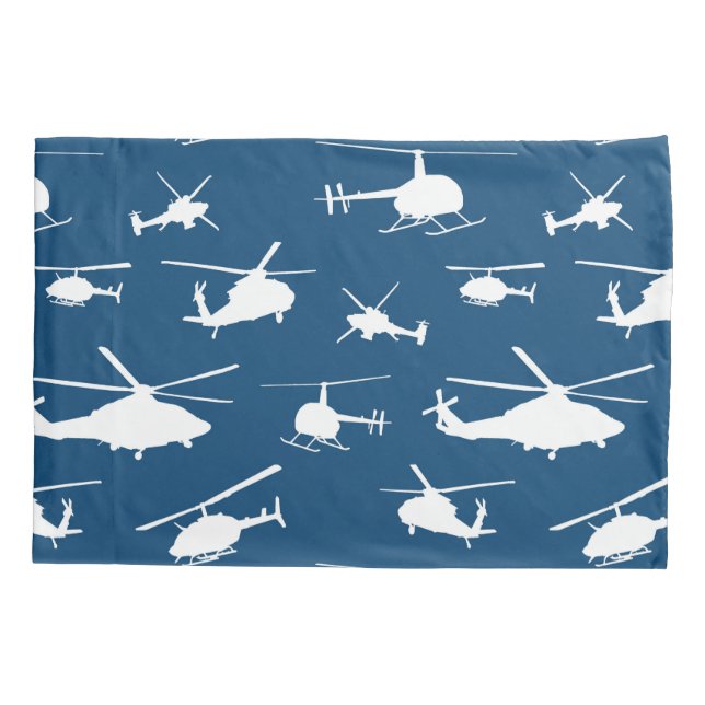 Housse D'oreillers L'hélicoptère silhouette le bleu marine de //// (Dos)