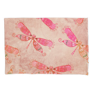 Housse D'oreillers Libellules de Boho dans le rose