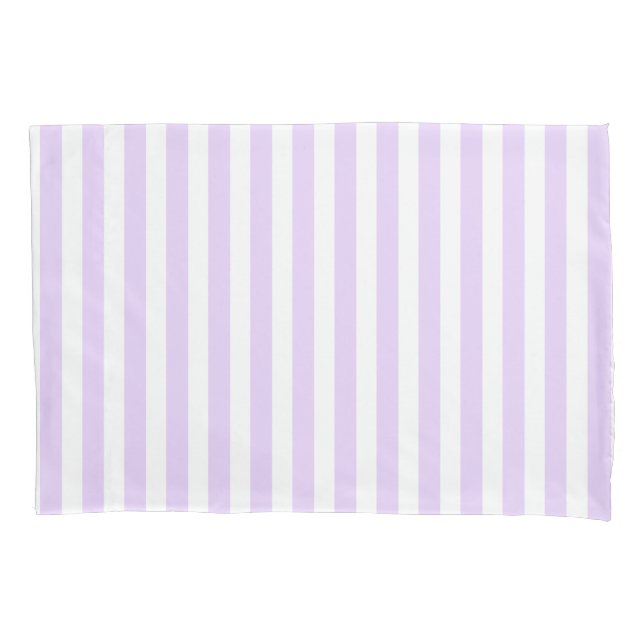 Housse D'oreillers Lilac violet et blanc bonbons rayures (devant)