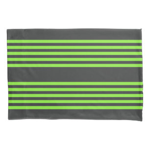 Housse D'oreillers Lime vert et charbon de bois cinq bandes motif