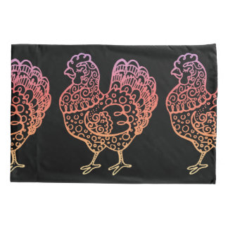 Housse D'oreillers Lineart de poulet orange