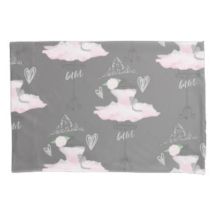 Housse D'oreillers Lit de jeune fille rose et gris couture ballerine
