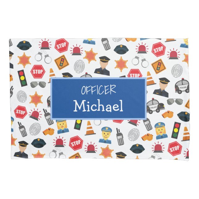 Housse D'oreillers Little Boys Police Officier Motif Enfants (devant)