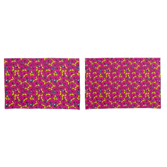 Housse D'oreillers Little Miss Chatterbox | Motif rose vif (devant-Set)
