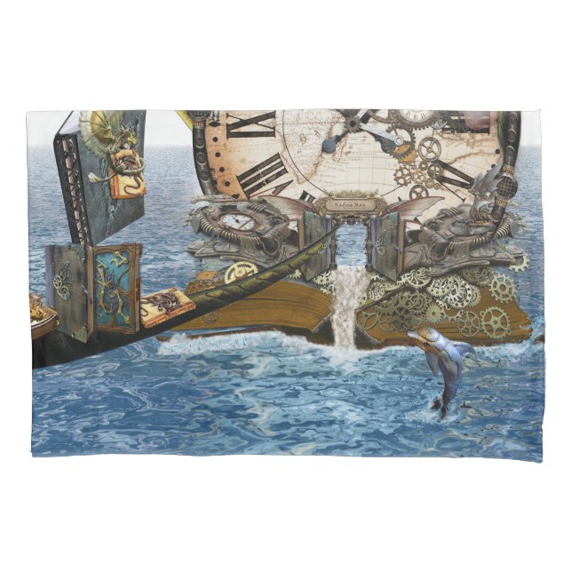 Housse D'oreillers Livre d'histoire du dragon de Steampunk (devant)