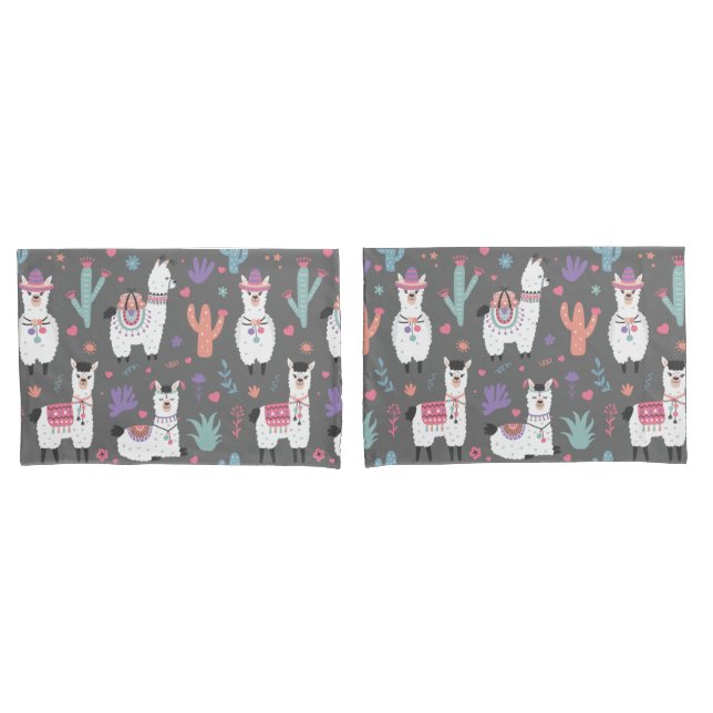 Housse D'oreillers Llama Motif (devant-Set)