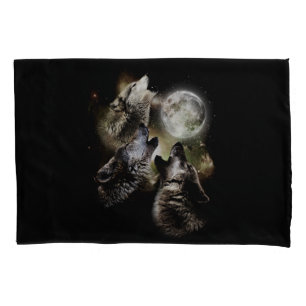 Housse D'oreillers Loups Hurlements Pleine Lune