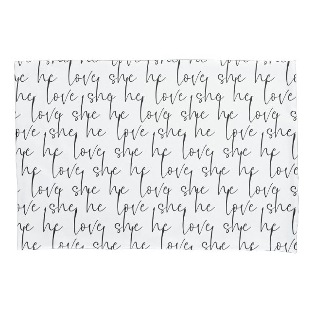 Housse D'oreillers Love Script blanc romantique chic (devant)