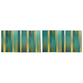 Housse D'oreillers Lumières Jaune & Vert rayures IA art