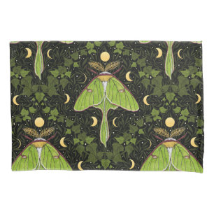 Housse D'oreillers Luna moth, phases de lune et damas de lierre 2