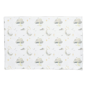 Housse D'oreillers lune et étoiles ciel nuit deux tons coussin coque