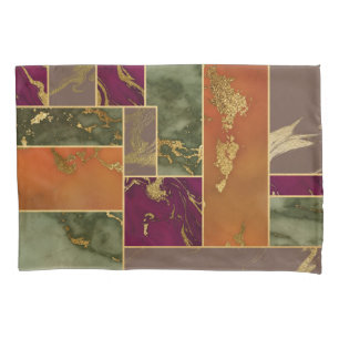 Housse D'oreillers Luxe d'automne   Joyau d'or géométrique Marbre de 