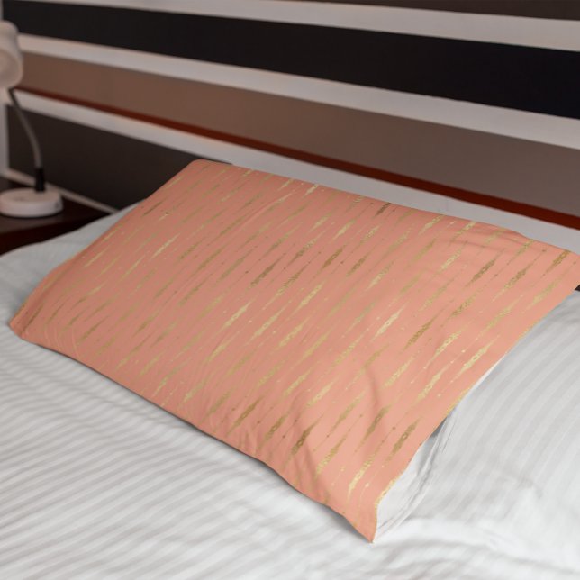 Housse D'oreillers Luxe or et motif géométrique rose (Créateur téléchargé)