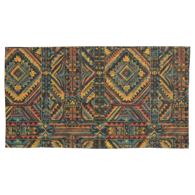 Housse D'oreillers Luxueux Turquoise "Centuries-Old Geometry Elegance (devant-gauche)